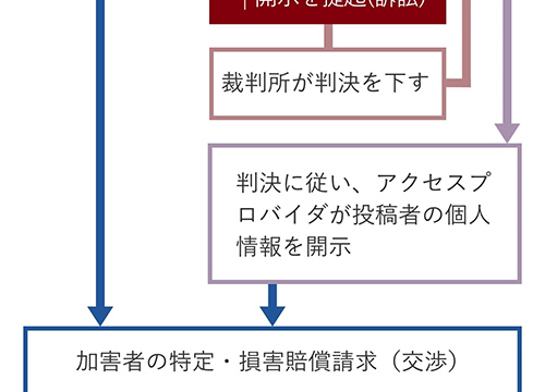 発信者情報開示請求の流れ（従来型）フロー図